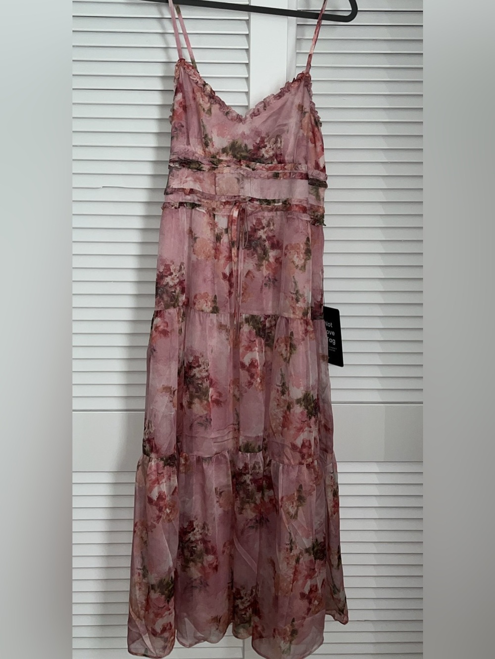 Lulu's Pink Floral Spaghetti-Strap Maxi Dress
